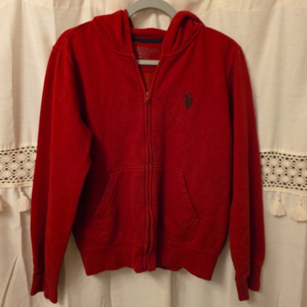 Red Zip-Up Hoodie with Logo
